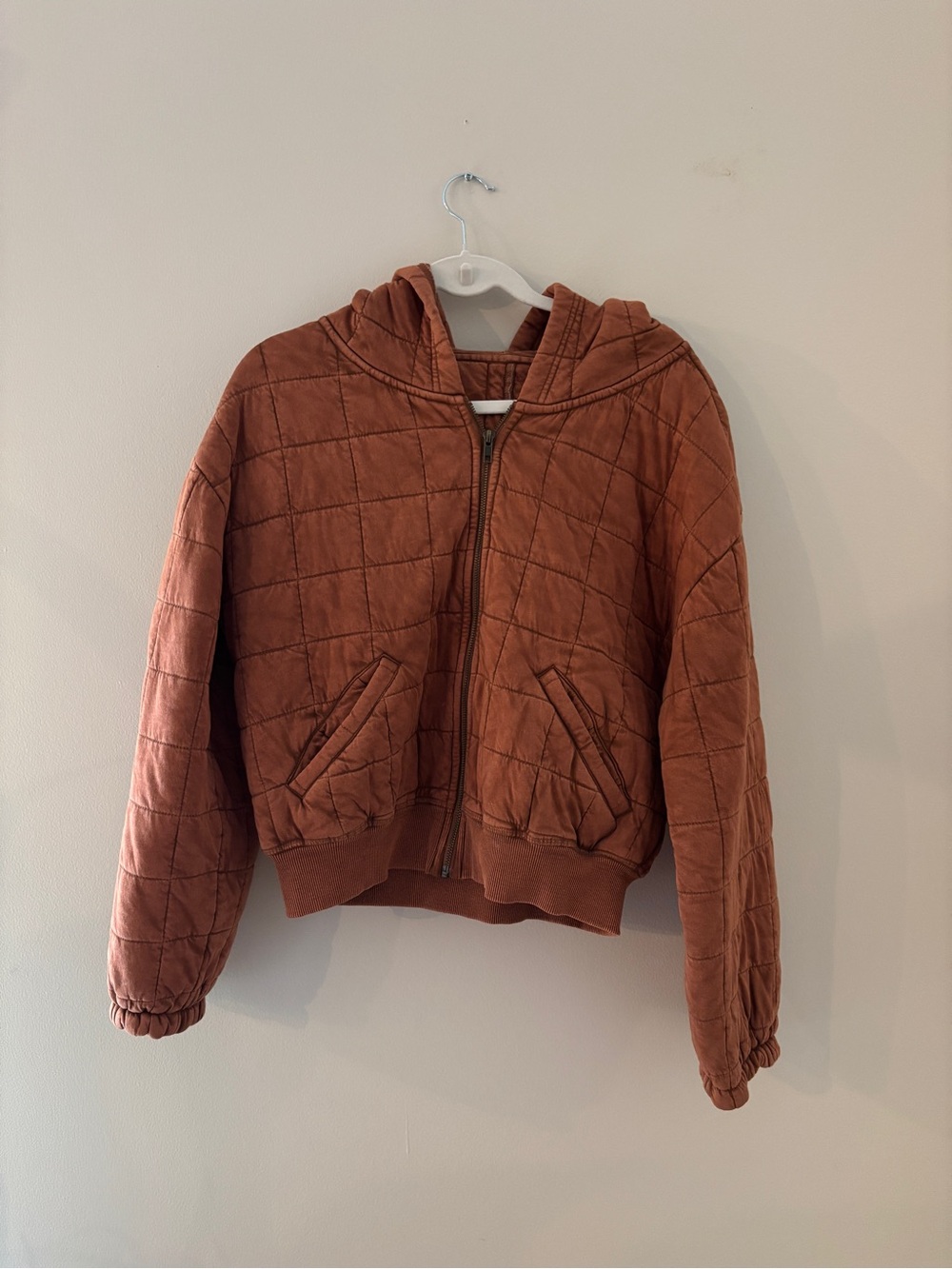 Pilcro Quilted Hooded Jacket - Rust